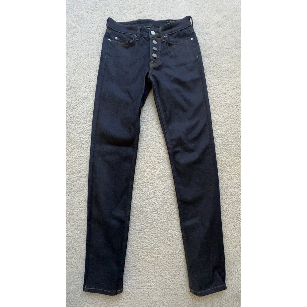 All Saints Button Mast Fit Low Rise Jeans W25 Womens Dark Wash Blue